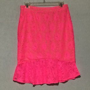 Umgee Womens Skirt Size Small Hot Pink Bottom Ruffle Lacy Lined Beachy Boho